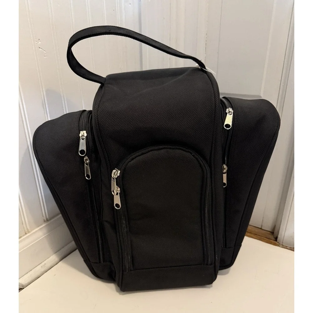 Travel Bag for Men and Women w/ 3 Shoe Compartment‎ Pockets Carry-on Black